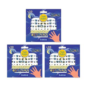 3x 20pc Djeco Moonlight Glow in the Dark Nail Stickers Easy Apply 4y+