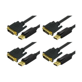 4PK Comsol DisplayPort Male to Single Link DVI-D Cable 2 Metres Black
