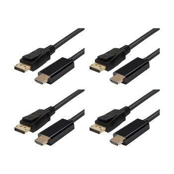 4PK Comsol DisplayPort Male-HDMI Male Computer & TV Cable 2 Metres Black