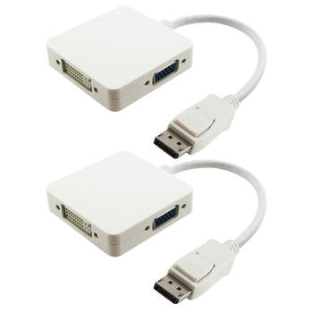 2PK Comsol Universal DisplayPort Male to VGA / DVI HDMI Adaptor 20cm White