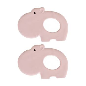 2PK Tikiri Rubber Hippo Flat Teether Boxed Natural Newborn & Up