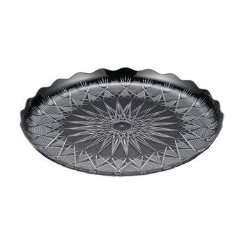 12x Partyware Round Glass Serving Tray Diamond Design 365mm Clear