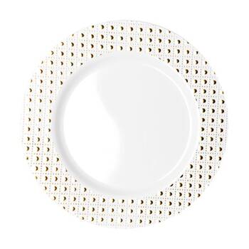 24x 6pc Partyware Heavy Duty Durable Lunch Plates Tableware Set 190mm Gold Dot