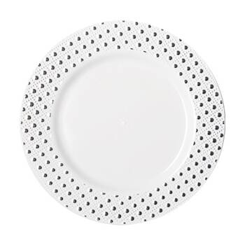 24x 6pc Partyware Heavy Duty Durable Dinner Plates Set 260mm Silver Dot