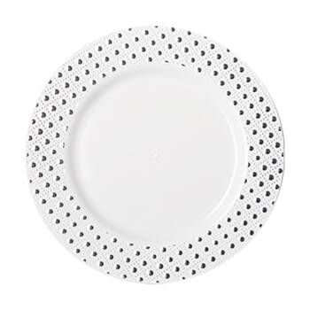24x 6pc Partyware Heavy Duty Durable Dinner Plates Set 190mm Silver Dot