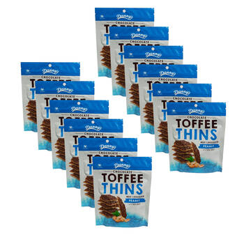 12PK Danny's Milk Chocolate Toffee Thins Peanut and Sea Salt Flavour 140g