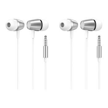 2PK Dull Co. Wired In-Ear Earphones W/ Mic & Inline Track Controls 3.5mm AUX Wh