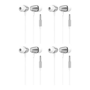 4PK Dull Co. Wired In-Ear Earphones W/ Mic & Inline Track Controls 3.5mm AUX Wh