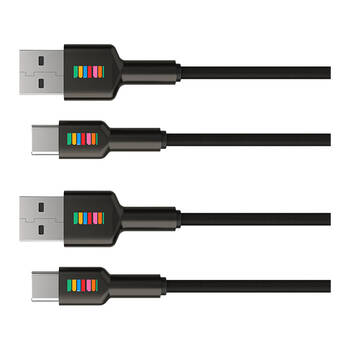 2PK Dull Co. USB-A to USB-C Braided Charging Cable W/ Metal Connectors 2m