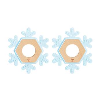 2PK Hape Snowy Teether Textured Surface Snowflake Baby Toy Light Blue