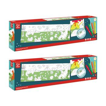 2PK Hape Dinosaur Craft Paper Roll Self-Adhesive W/ 4 Crayons 52x04m 3y+ Green