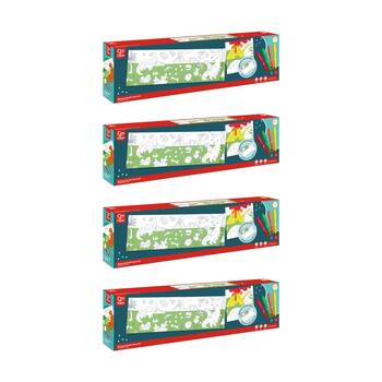4PK Hape Dinosaur Craft Paper Roll Self-Adhesive W/ 4 Crayons 52x04m 3y+ Green