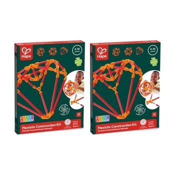 2PK Hape Creative Construction Flexistix Toy Kit Bamboo for Kids 4y Orange/Red