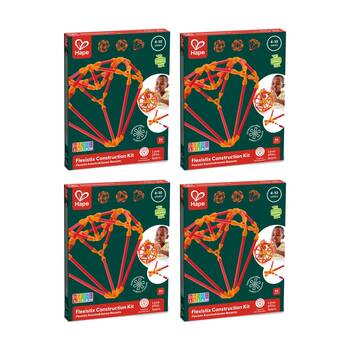 4PK Hape Creative Construction Flexistix Toy Kit Bamboo for Kids 4y Orange/Red