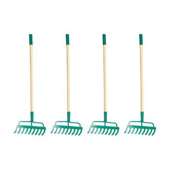 4PK Hape Garden Rake Wooden Gardening Tool Outdoor Kids Toy 4y Green