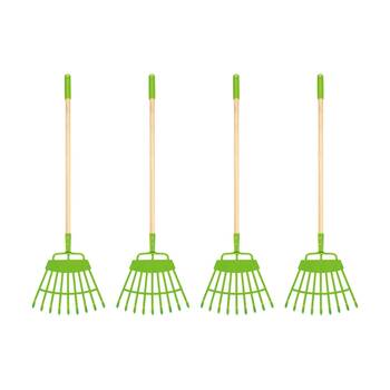 4PK Hape Lawn Rake Wooden Gardening Tool Outdoor Play Kids Toy 4y Green