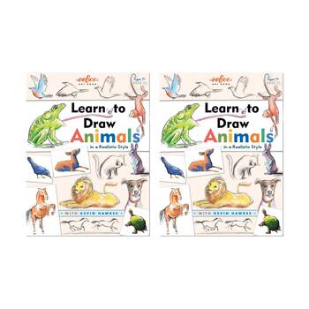 2PK eeBoo Learn To Draw Instructional Animals Art Book 7+ 21.5x28.5cm