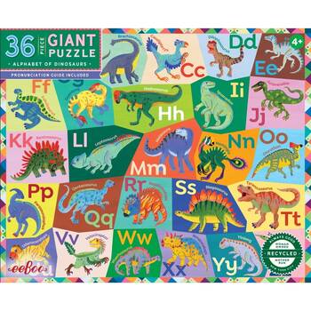 36pc Eeboo Puzzle Alphabet Of Dinosaurs Giant Floor Educational Activity 3y+