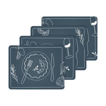 4pc Ecology Ocean Feast Inspired Dinner Placemats W/ Cork Backing 34x26.5cm