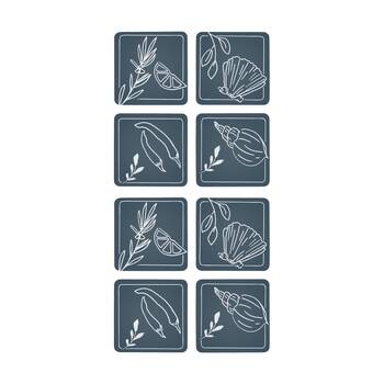 2x 4pc Ecology Ocean Feast Inspired Rectagle Coasters Dark Blue/White 10cm