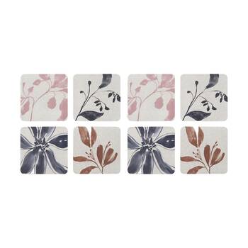 2x 4pc Ecology Hand Drawn Floral Silhouettes Cecile Rectangle Coasters 10cm