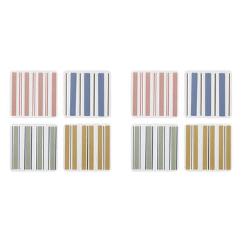2x 4pc Ecology Classic Beach Harbour Striped Rectangle Coasters 10cm
