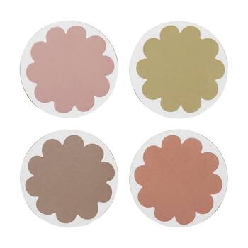 4pc Ecology Bloom Flower Shaped Circle Coasters W/ Cork Backing 10cm