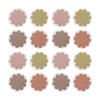 4x 4pc Ecology Bloom Flower Shaped Circle Coasters W/ Cork Backing 10cm