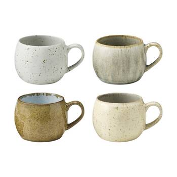 4pc Ecology Elm Kitchenware Coffee Mugs Speckled Earth Tones 280ml