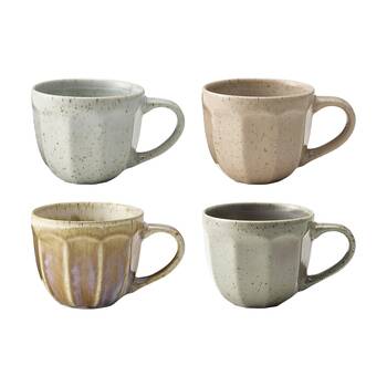 4pc Ecology Prairie Kitchenware Coffee Mugs Speckled Earth Tones 300ml