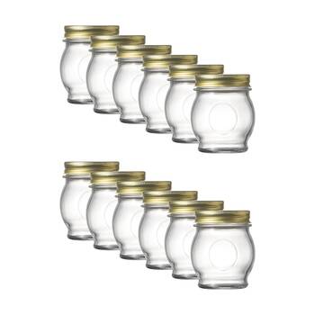 12PK Ecology Confiture Round Kitchen Pantry Jar With Screw-Top Metal Lid 314ml