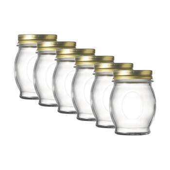 6PK Ecology Confiture Round Kitchen Pantry Jar With Screw-Top Metal Lid 390ml
