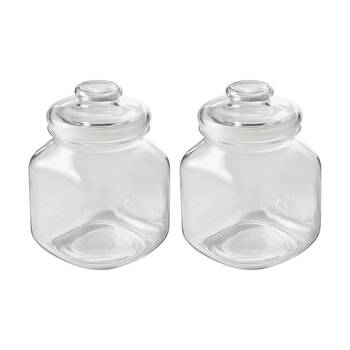2PK Ecology Riserva Square Kitchen Pantry Jar With Airtight Lid 2L