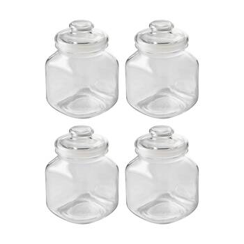 4PK Ecology Riserva Square Kitchen Pantry Jar With Airtight Lid 2L