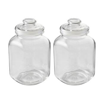 2PK Ecology Riserva Square Kitchen Pantry Jar With Airtight Lid 3.1L