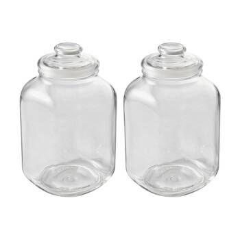 2PK Ecology Riserva Square Kitchen Pantry Jar With Airtight Lid 4.5L