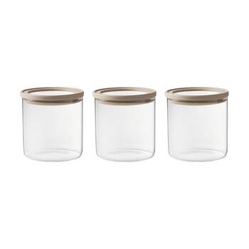 3pc Ecology Store Round Glass & Silicone Pantry Canisters Air-Tight