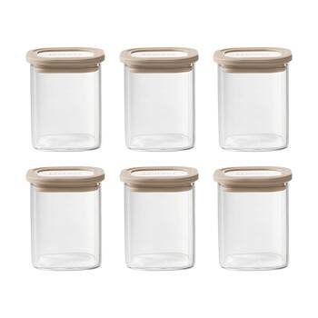 6pc Ecology Store Square Glass & Silicone Spice Jar Set Air-Tight
