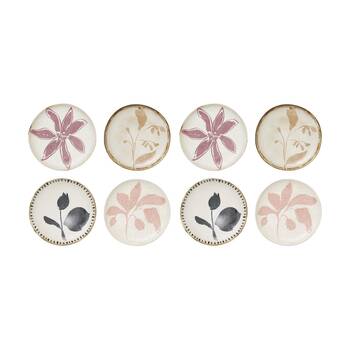 2x 4pc Drawn Floral Silhouettes Cecile Cake Side Plates Multicoloured