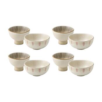 4x 2pc Ecology Multicoloured Cecile Condiment Bowl Set Stoneware Earth Tones