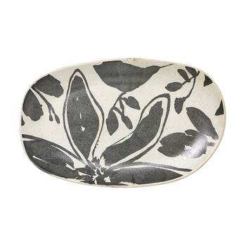 Ecology Midnight Charcoal Floral Silhouette Oval Plate Cecile 28x18cm