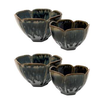 2x 2pc Ecology Midnight Matte Glaze Gretta Dip Bowls Set Serveware