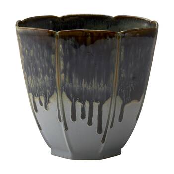 Ecology Midnight Matte Glaze Gretta Vase Flower Sculpted 20cm