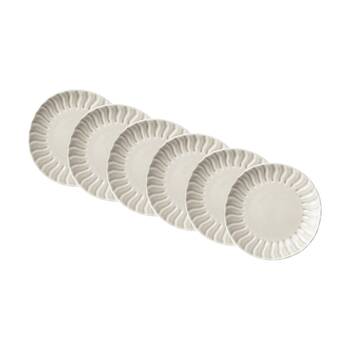 6PK Ecology Ritual Rippled Porcelain Side Plate Frost Off White 20cm