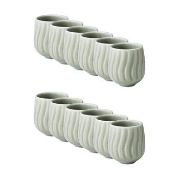 12PK Ecology Ritual Rippled Porcelain Cuddle Mug Willow Green 200ml