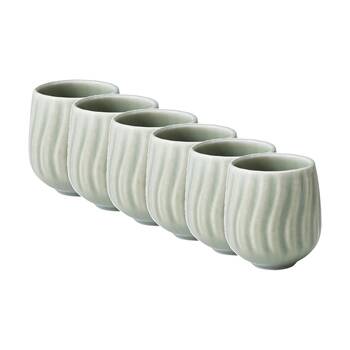 6PK Ecology Ritual Rippled Porcelain Cuddle Mug Willow Green 200ml