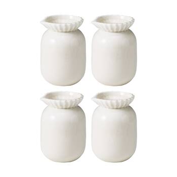 4PK Ecology Ritual Rippled Porcelain Water Pitcher/Jug Frost Off White 180ml