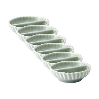 6PK Ecology Ritual Rippled Porcelain Salt & Pepper Pinch Dish Willow Green 9.5cm