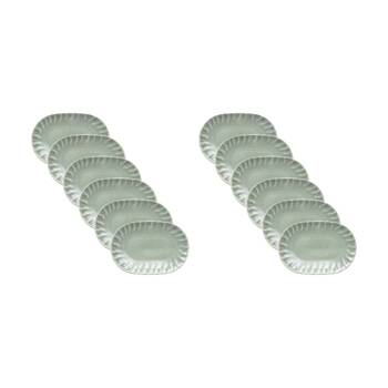 12PK Ecology Ritual Rippled Porcelain Toast Tray Willow Green 21.5x15cm