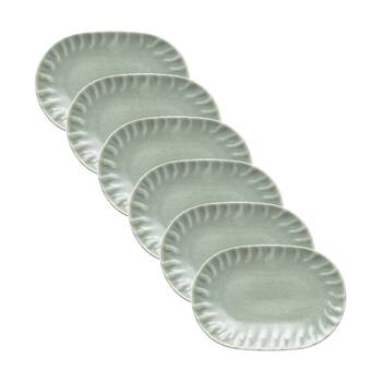 6PK Ecology Ritual Rippled Porcelain Toast Tray Willow Green 21.5x15cm